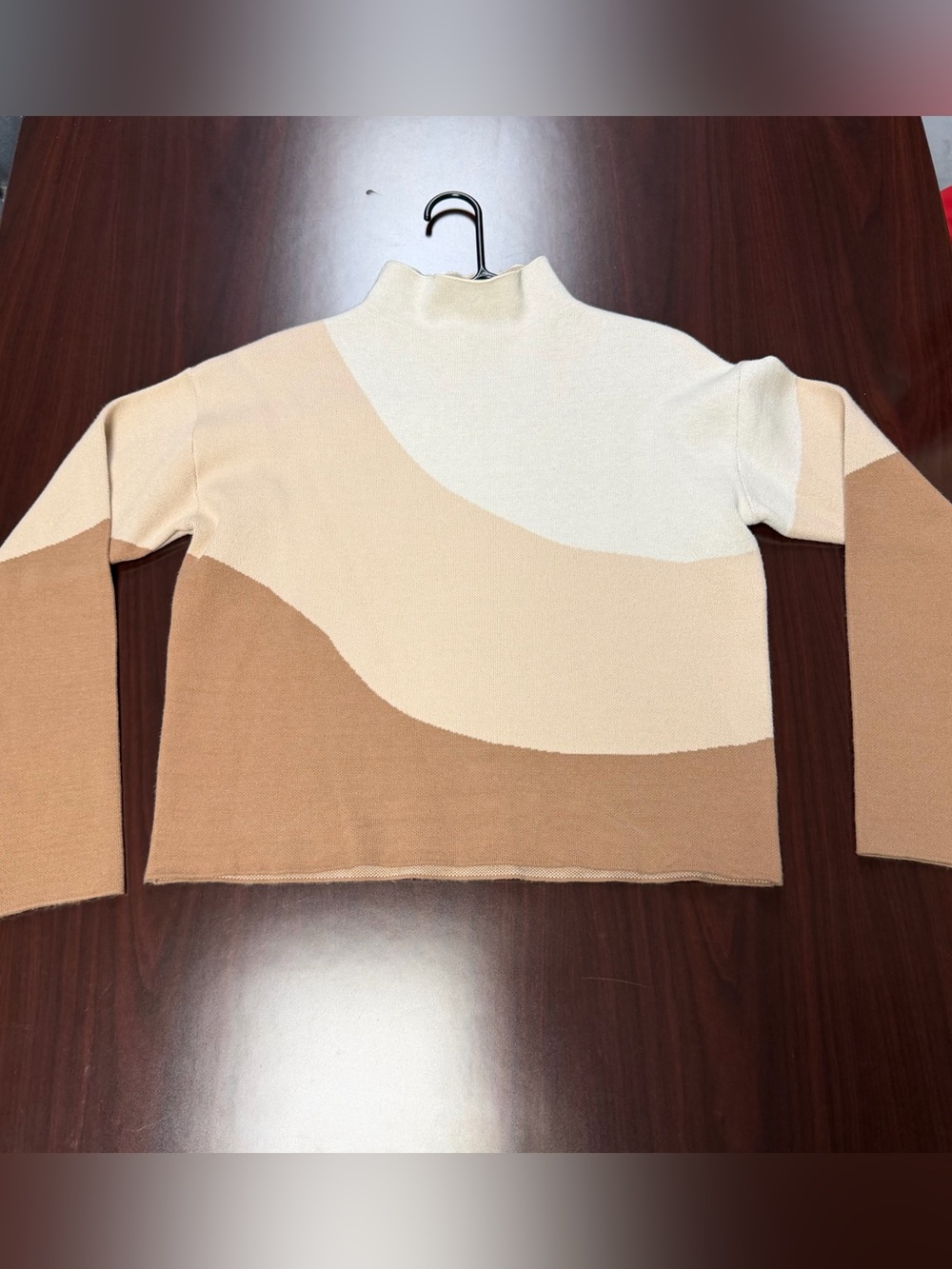 Rachel Zoe Cream and Tan Knit Turtleneck